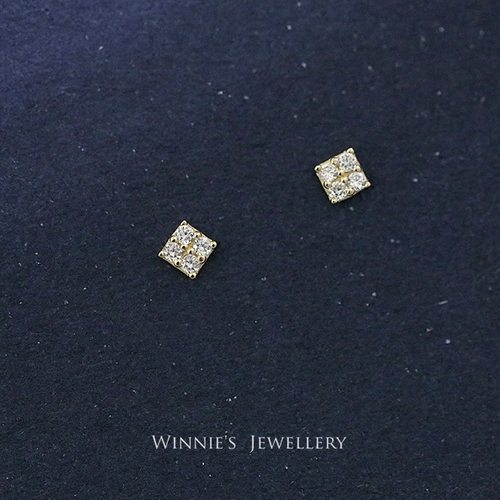 纯银金镶4颗小碎钻百搭风锆石