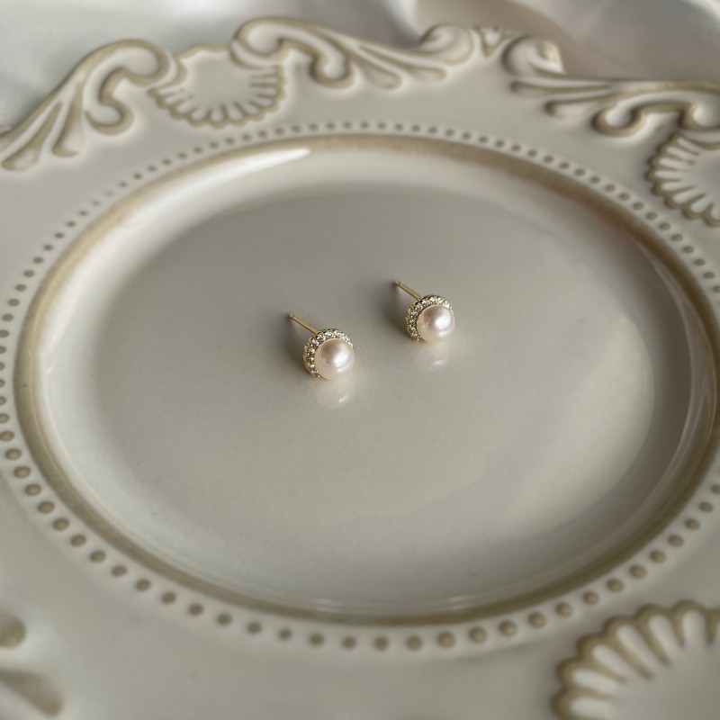 925纯银镀14k金半圆花瓣轻奢耳钉大气简约女天然淡水珍珠日韩耳饰,饰品/流行首饰/时尚饰品新,耳钉,淘宝优惠券,粉丝福利购,淘宝优惠卷