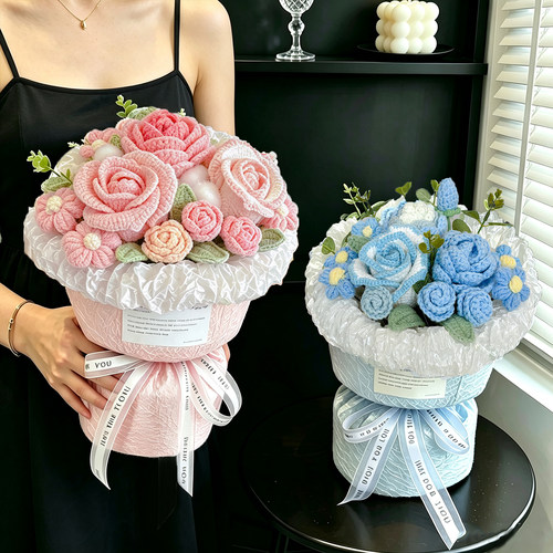 手工针织毛线花束生日礼物成品