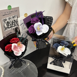 复古创意迷你小花束玫瑰永生花仿真花生日礼物伴手礼手捧花见面礼