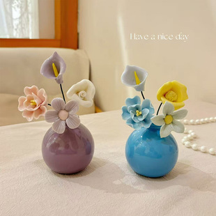 景德镇陶瓷小花束客厅装饰家居桌面摆件花瓶仿真花乔迁礼物插花束