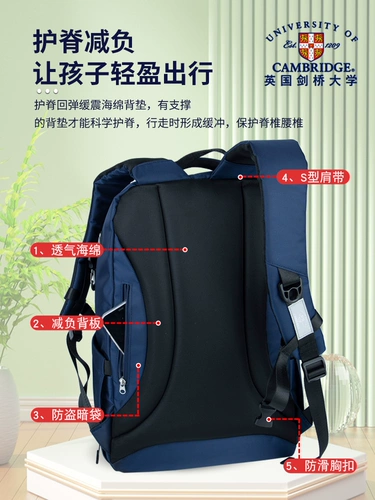 Ранец, вместительный и большой рюкзак со сниженной нагрузкой, для средней школы, защита позвоночника