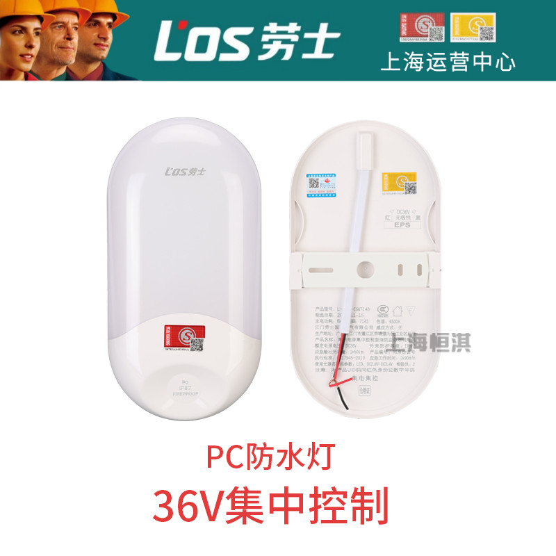 劳士集控A型DC36V防水应急壁灯IP67室外220V消防全塑椭圆照明灯