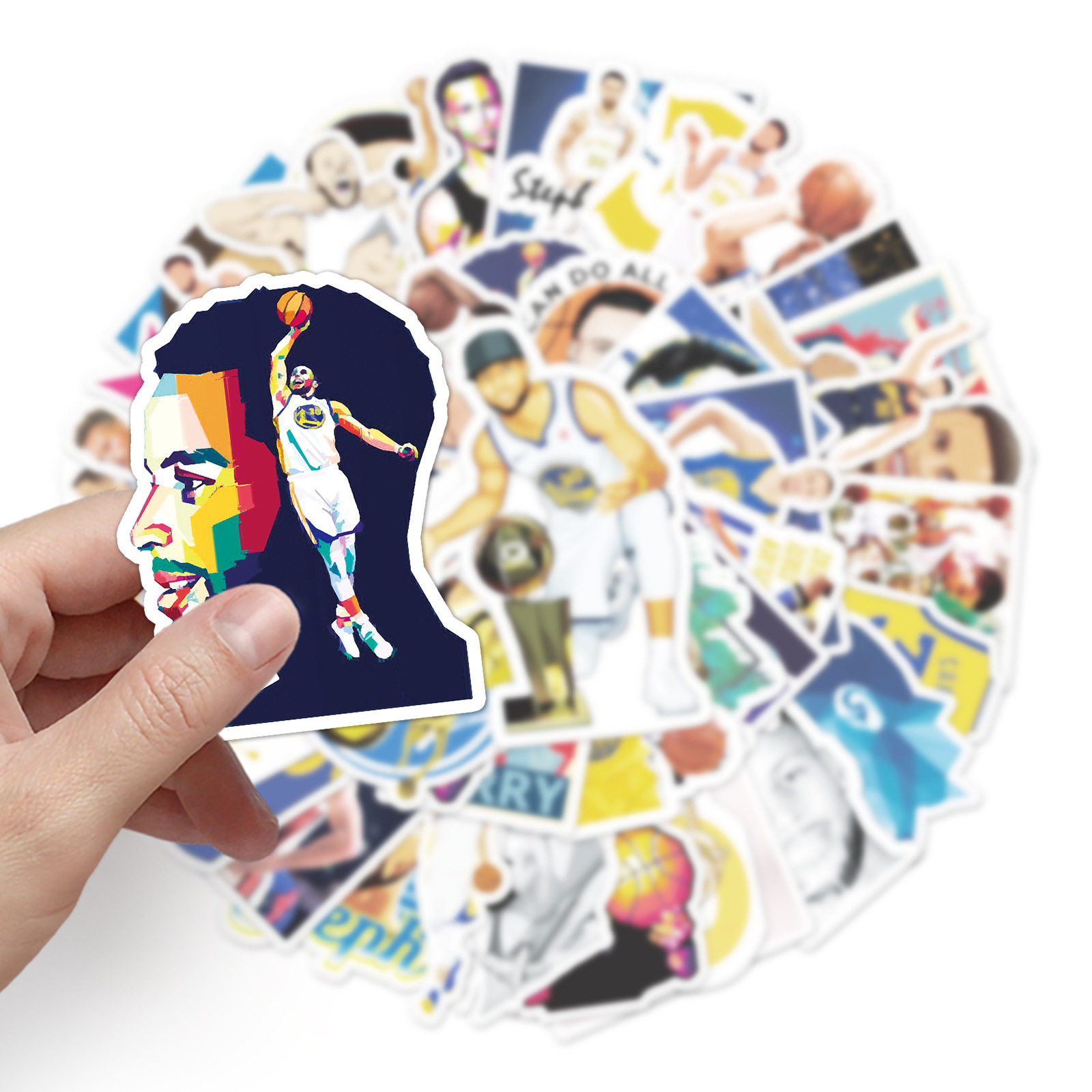 50张库里涂鸦个性篮球明星周边咕卡防水行李箱滑板车手机汽车贴纸
