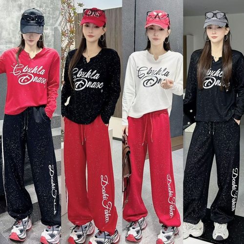 2025年秋冬曳步舞网红富丽紫罗同款亮晶晶长袖外穿衣服裤子二件套