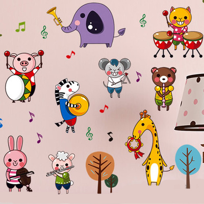 音乐元素墙贴纸卡通动物音乐会贴画儿童房幼儿园教室布置宝宝装饰图片