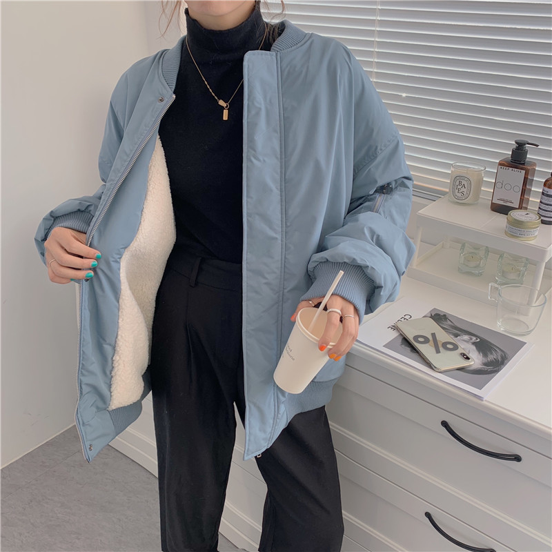 Real shot real price 9 Korean loose BF baseball cotton padded jacket ins pilot jacket thickened couple jacket