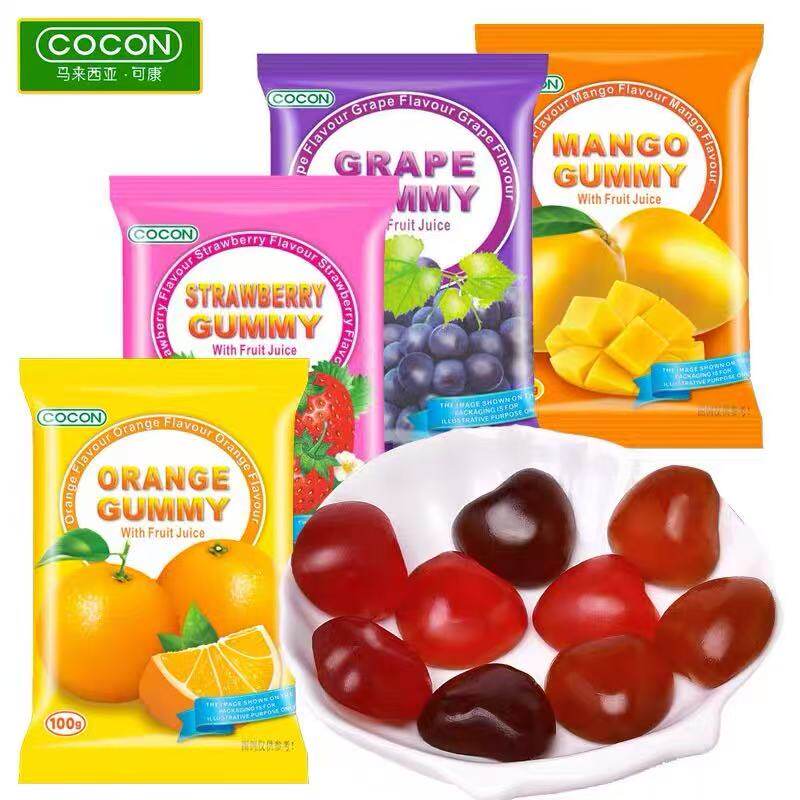 马来西亚进口cocon可康白桃水果汁软糖草莓结婚喜糖水蜜桃味零食