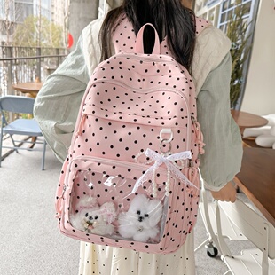 高颜值书包女小学生透明痛包大容量小众风初中女生高中生双肩包女