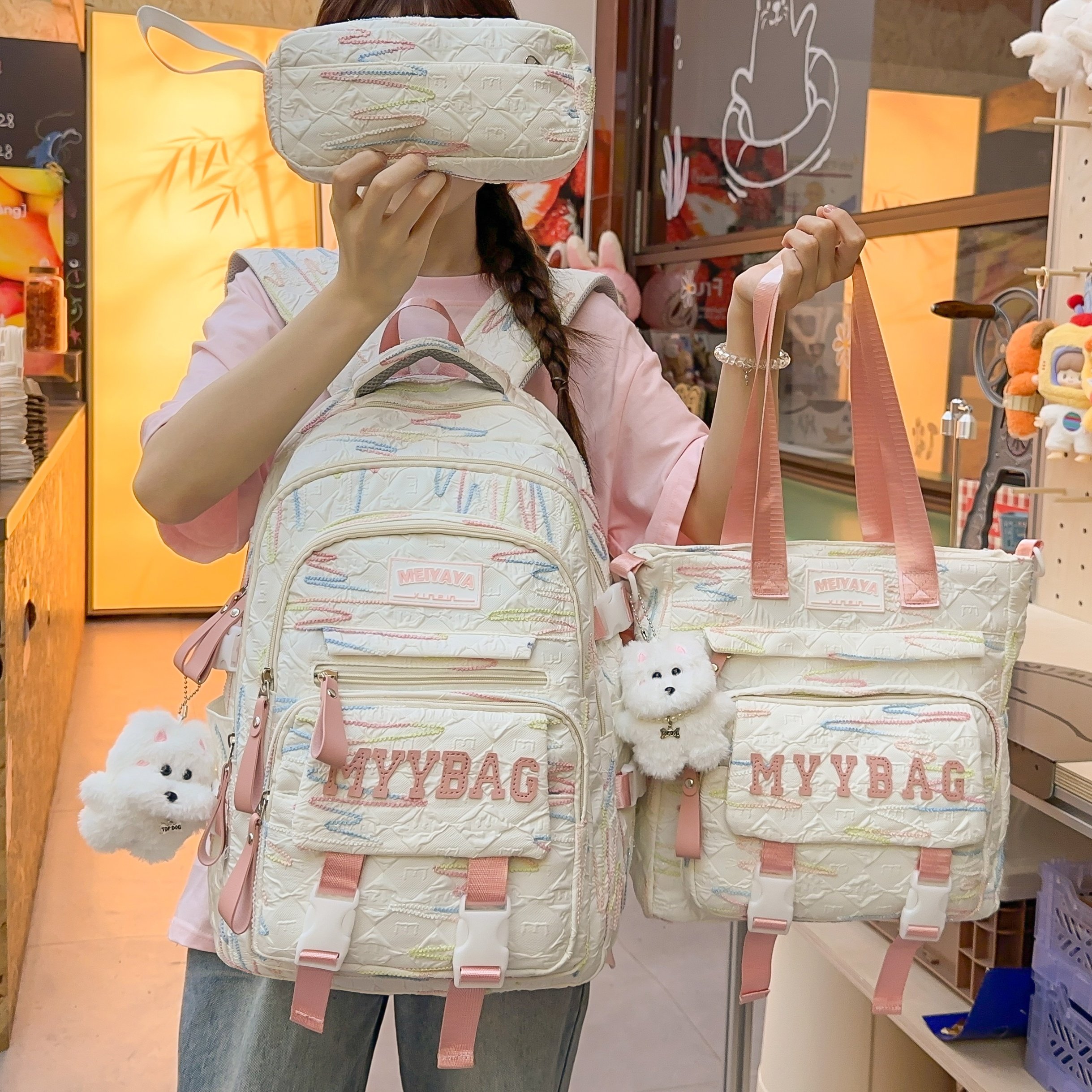 高颜值书包女2026新款初中女生小学生多隔层大容量高中生双肩包女,箱包皮具/热销女包/男包,双肩背包,淘宝优惠券,粉丝福利购,淘宝优惠卷