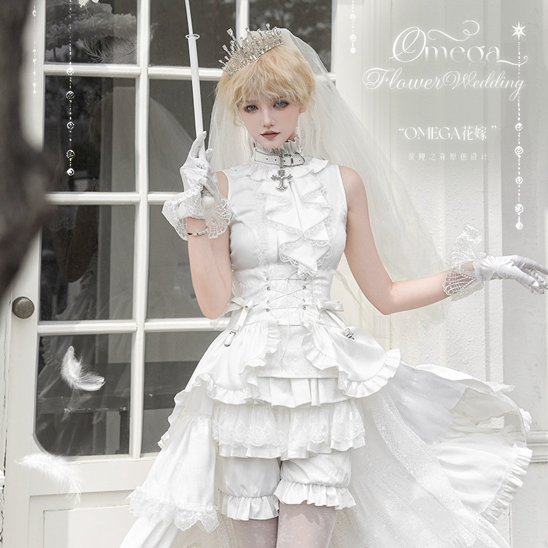 thumbnail for In stock the forest of the carp lolita white gothic prince outfit original design lolita omeg bride