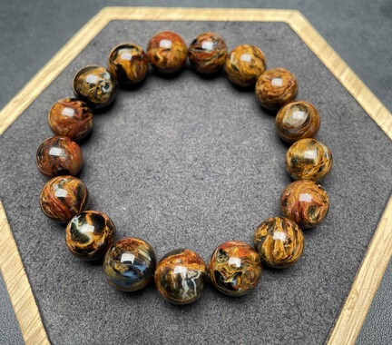 天然纳米比亚火彩彼得石手链手串炫彩油画男女猫眼手链暴风雨宝石