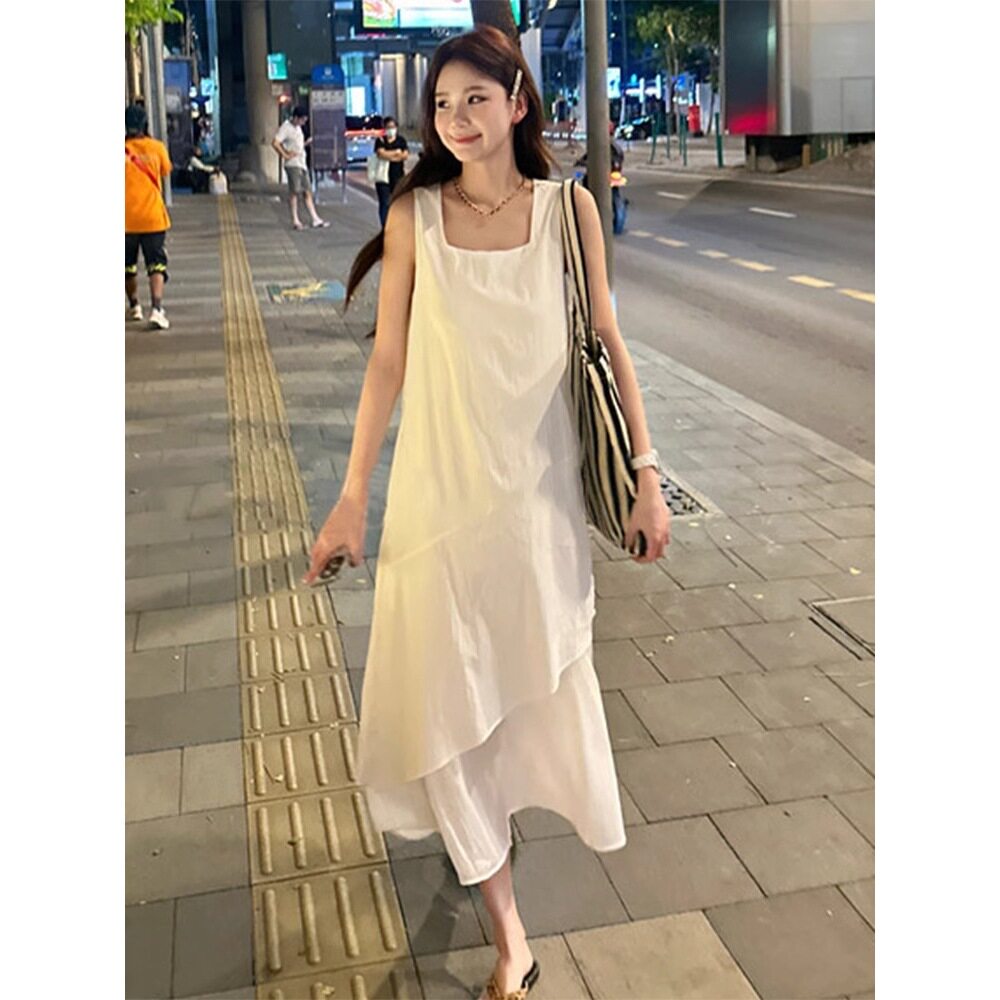 白色背心裙女夏季2025新