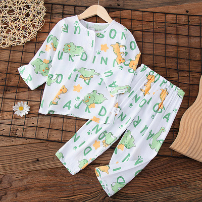 夏季儿童棉绸睡衣套装