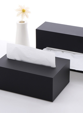 亚克力黑色极简约咖啡餐厅抽纸盒现代家用酒店办公客栈轻奢纸巾盒