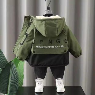 男童加绒外套2025新款帅气秋冬装棉衣冬季加厚棉服宝宝棉袄冲锋衣