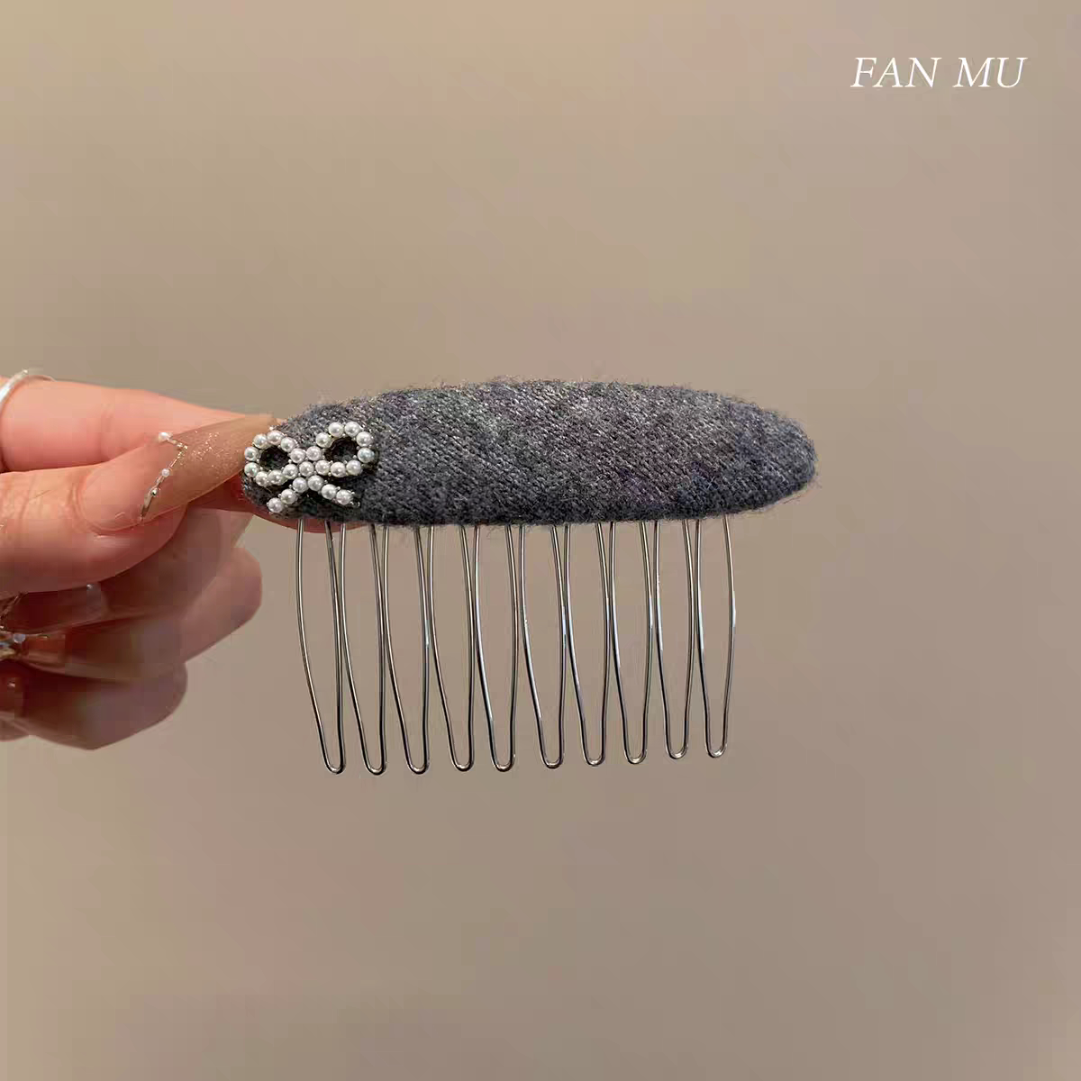 韩系蝴蝶结发梳后脑勺盘发倒插梳