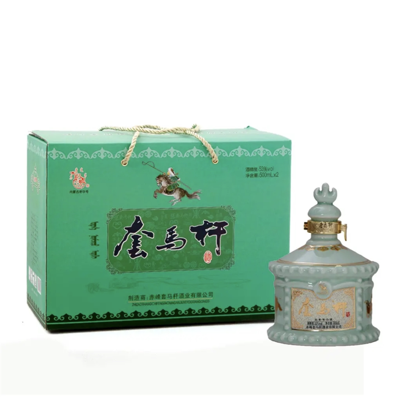 套马杆酒蒙古包瓷瓶清香型高粱白酒2瓶礼盒装内蒙古特产53度500ml
