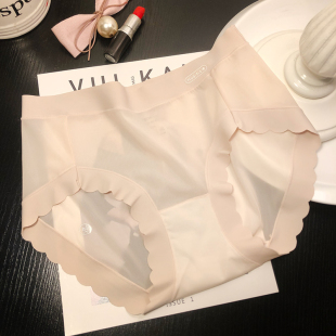 薄款无痕裸感舒适包臀丝滑性感内裤女士优雅三角裤波浪边装饰中腰