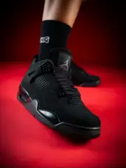 Air Jordan 4 Aj4 Black Cat Pure Black Warrior Retro Basketball Shoes Fv5029-010