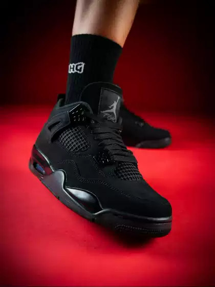 Air Jordan 4 Aj4 Black Cat Pure Black Warrior Retro Basketball Shoes Fv5029-010