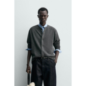 ZA25冬季 开衫 新品 柜429 男装 羊毛混纺宽松圆领长袖 5755404 802