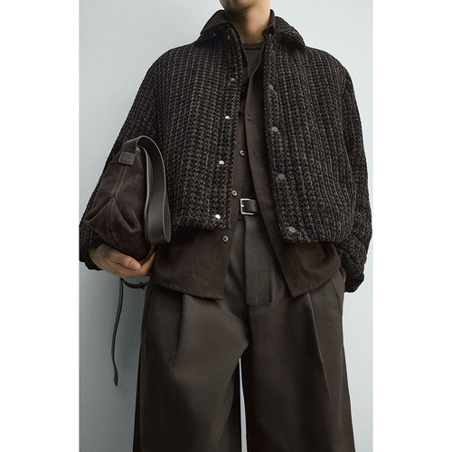 柜669！冬季新款男装格纹丝绒猎装棉服夹克夹棉外套ZA3833330 099