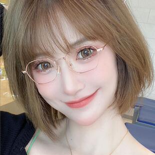 超轻小脸专用高度数小框近视眼镜框女多边形金丝有度数钛合金眼镜