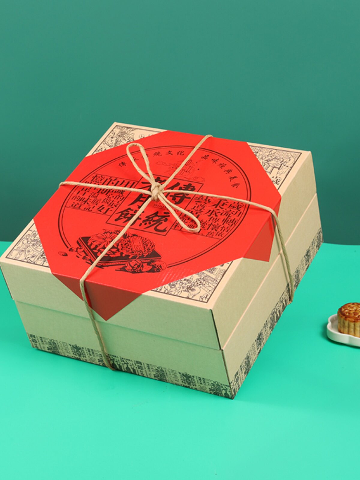 传统复古牛皮纸包装盒糕点盒双层三层糕点礼盒瓦楞纸老式糕点包装