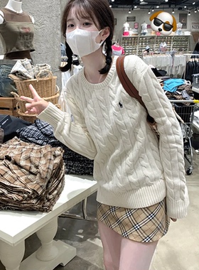 麻花套头毛衣女2023新款秋冬季甜美软糯温柔小个子针织打底衫上衣