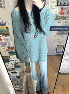 韩系慵懒风软糯毛衣女秋冬新款宽松显瘦针织衫上衣设计感小众外套