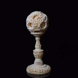 天然猛犸象牙鬼工球摆件猛犸象牙雕刻7cm鬼工球摆件 猛犸牙鬼工球