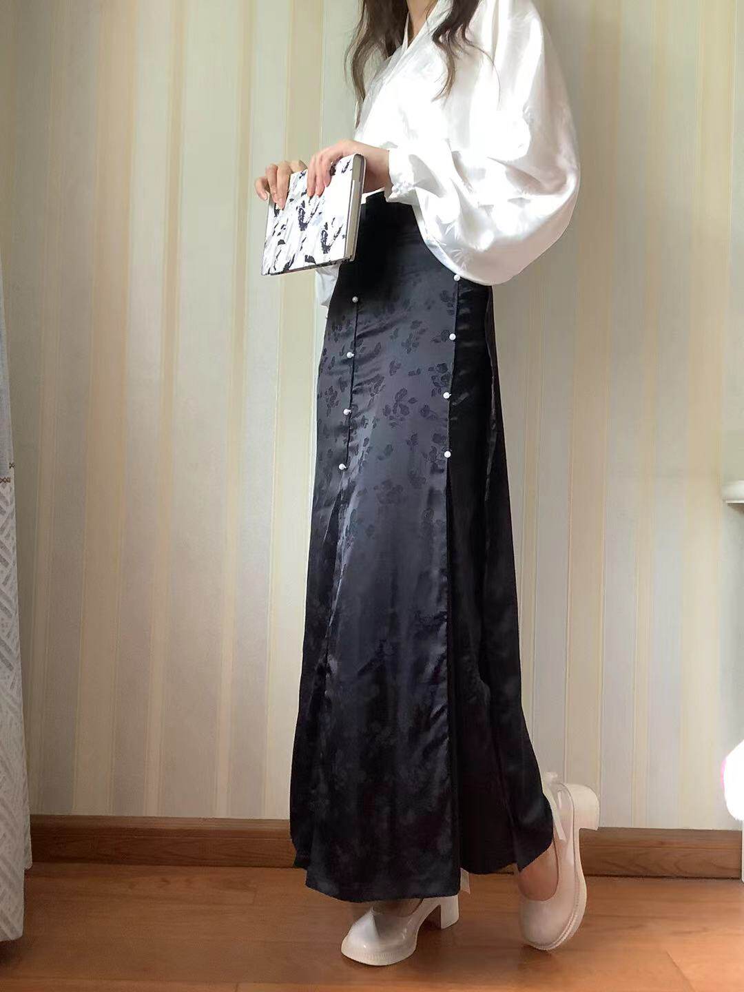 江左阁一片式汉服日常改良半裙宋制三裥裙