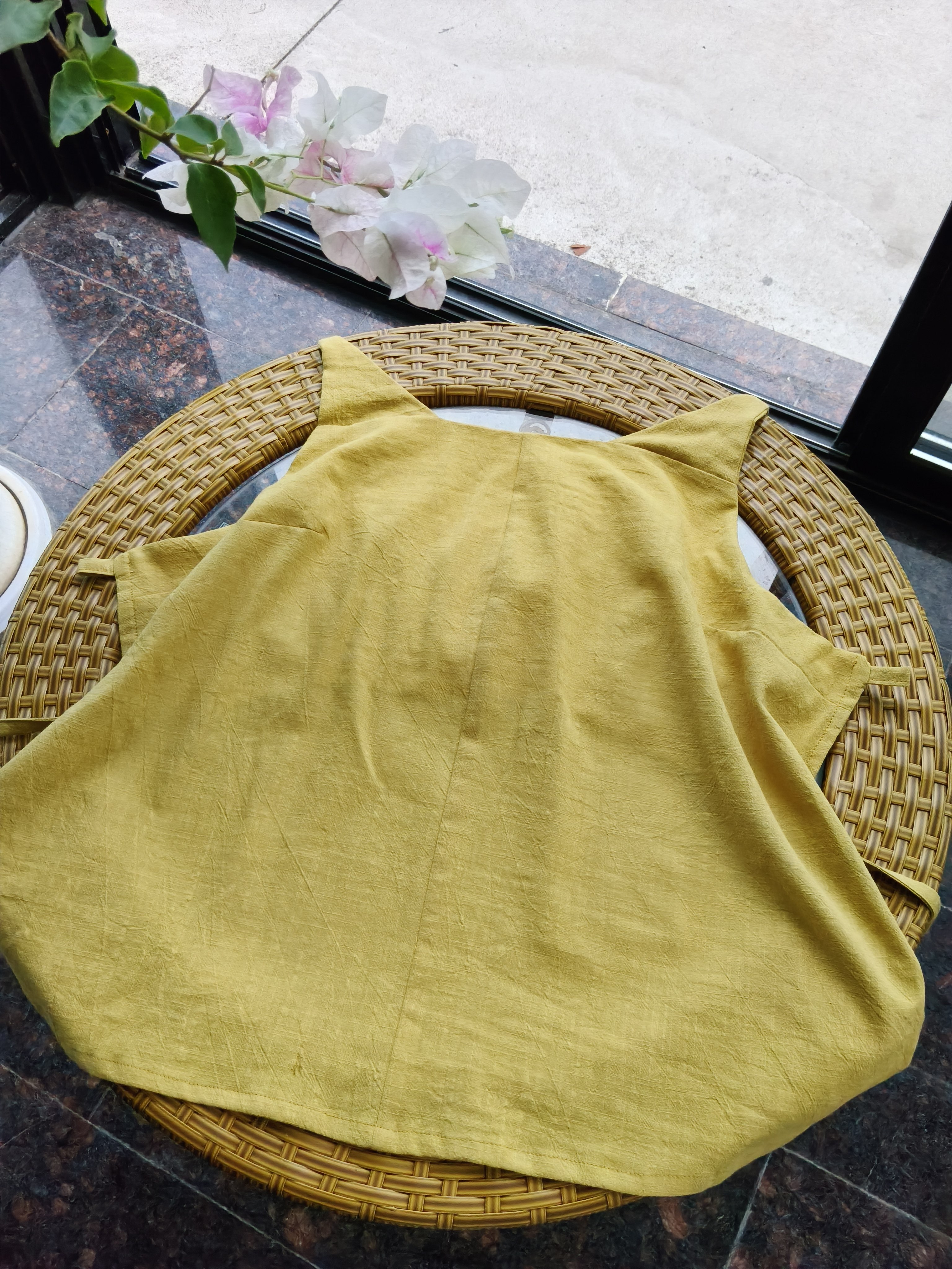 江左阁改良水洗竹节棉一片式胸垫汉服上装