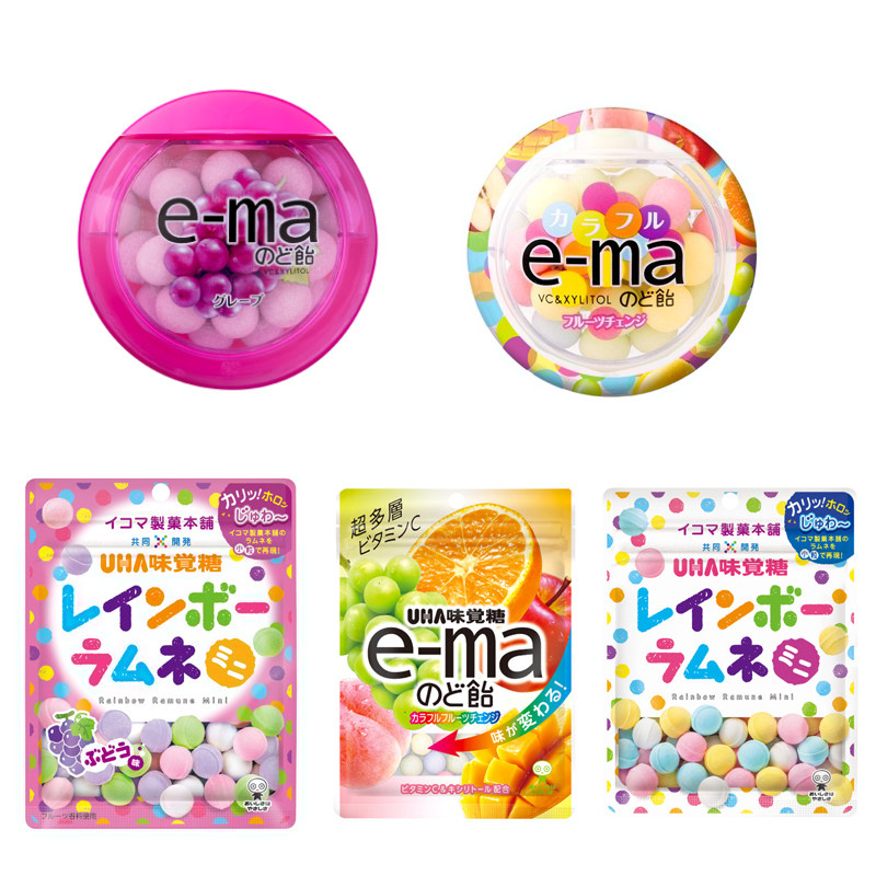 日本 ema紫提什锦味糖果uha悠哈汽水硬糖