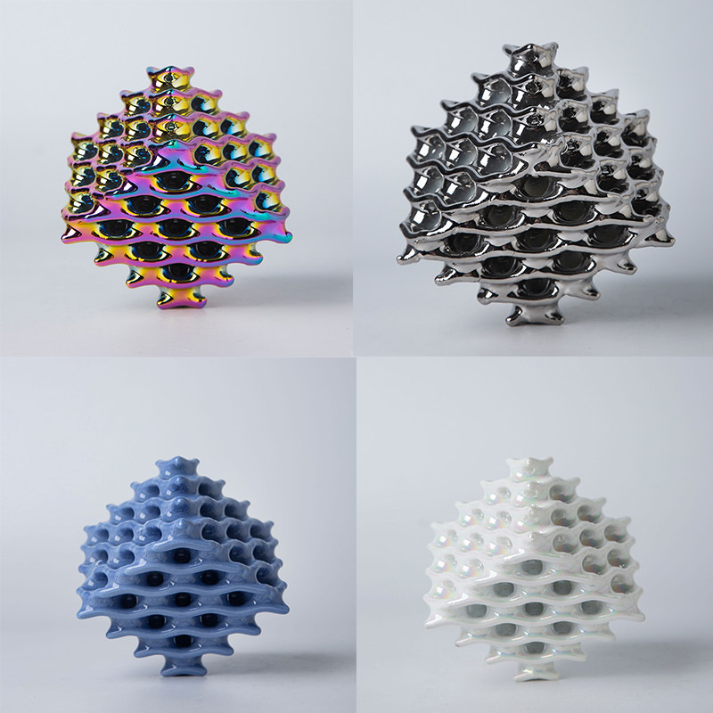 3d打印陶瓷彩色摆件轻奢极简样板房家居软装饰品创意客餐厅工艺品