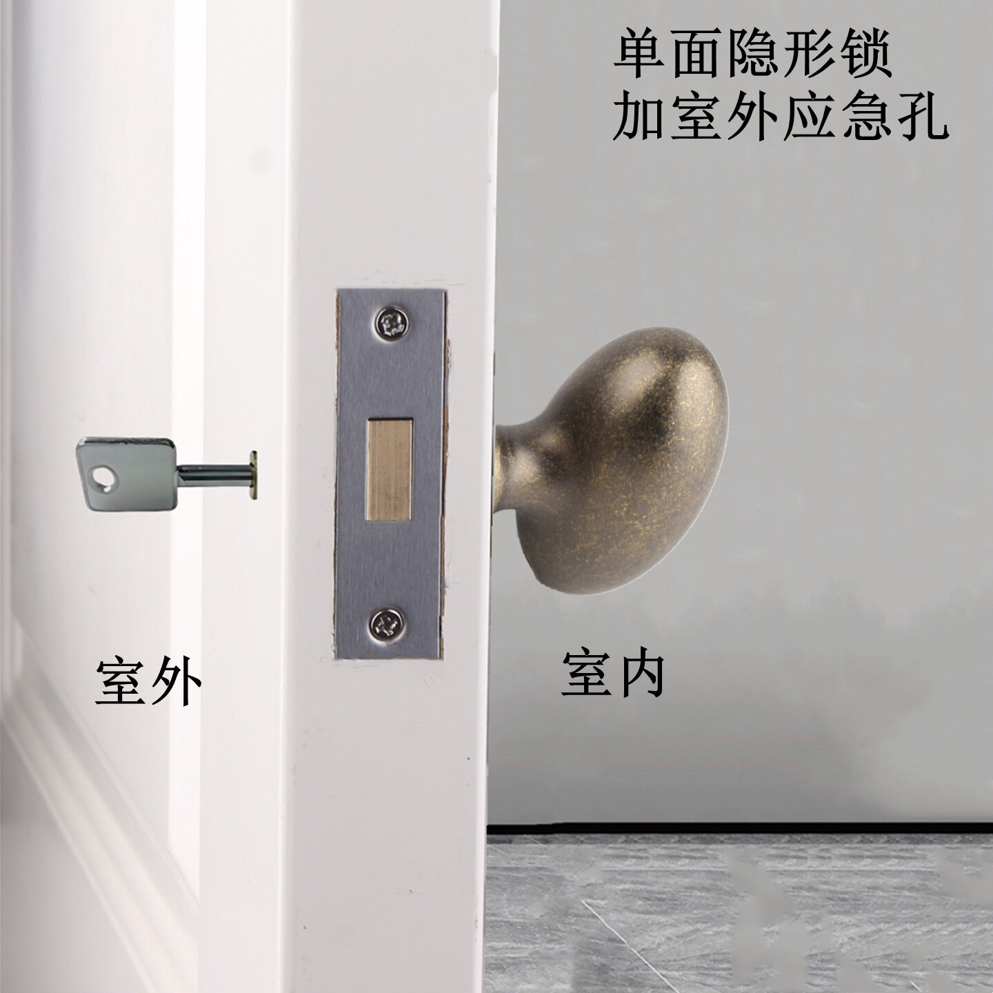 依佰利做旧复古仿古铜浴室锁 隐形锁门把手球形锁
