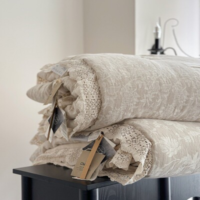 复古姹寂风麻色大豆纤维蚕丝被