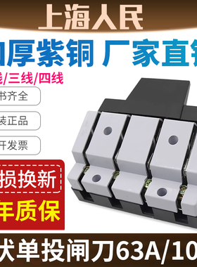 人民原装100A光伏闸刀开关63A刀闸单投负荷式隔离4p光伏并网HK18