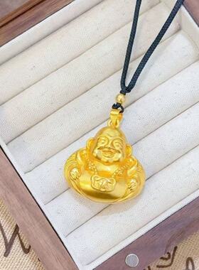 金色祥云福佛黑绳弥勒佛吊坠