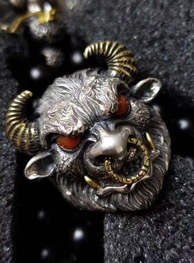 红眼牛魔王银戒男款复古生肖牛