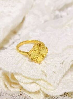 新款四叶草金色可调节戒指