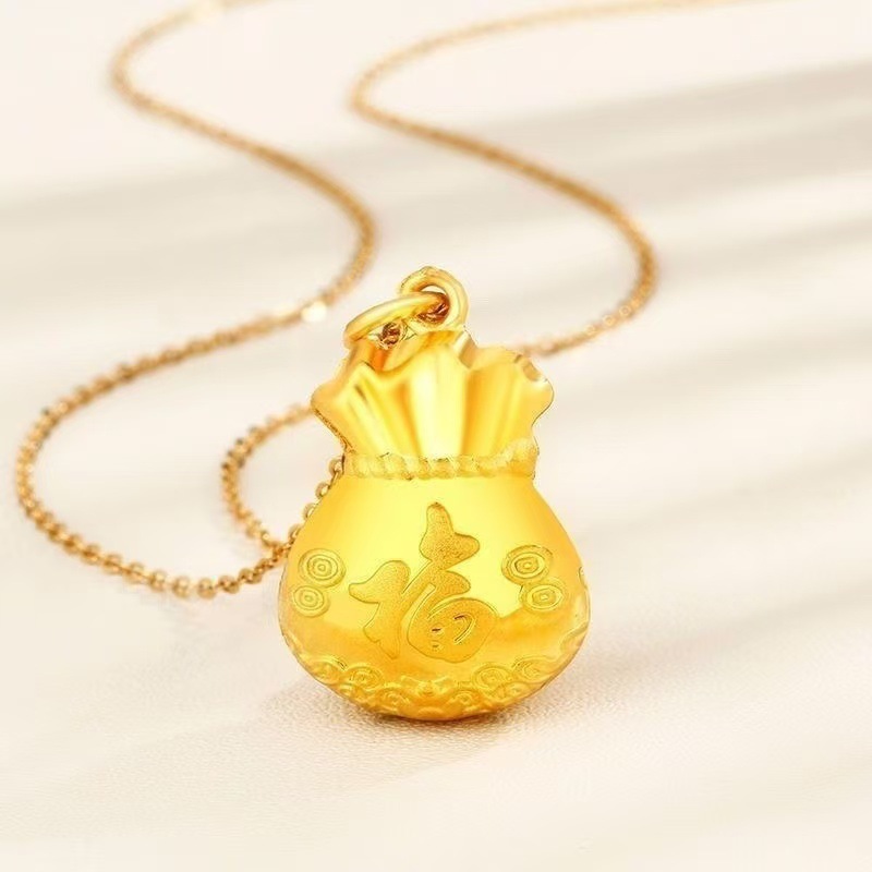 抢沙金福字钱袋项链吊坠福袋挂坠女款招财钱币元宝项坠直播爆款礼