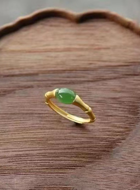 正品仿原创新款越南沙金碧绿色戒指女民族风国风开口超仙国风指环