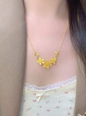 新款幸福花嫁金色花朵项链
