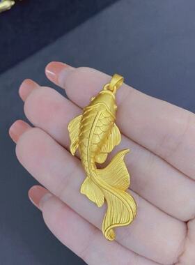 新款金色大鲤鱼吊坠项链