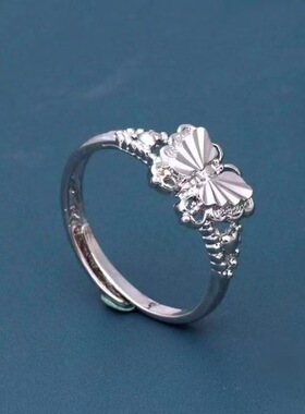 镂空蝴蝶银色可调戒指