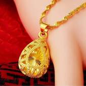 镂空水滴金色链女女锁骨吊坠铜合金项链女士饰品礼物吊坠金色