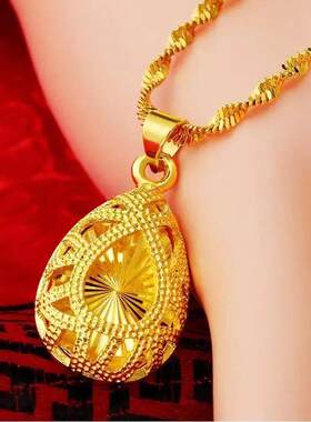 镂空水滴金色链女锁骨吊坠