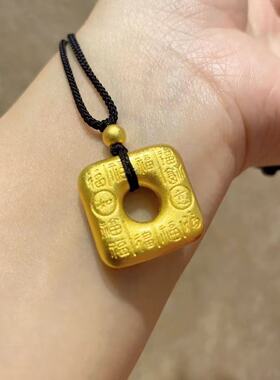 新款金色方形福字平安扣